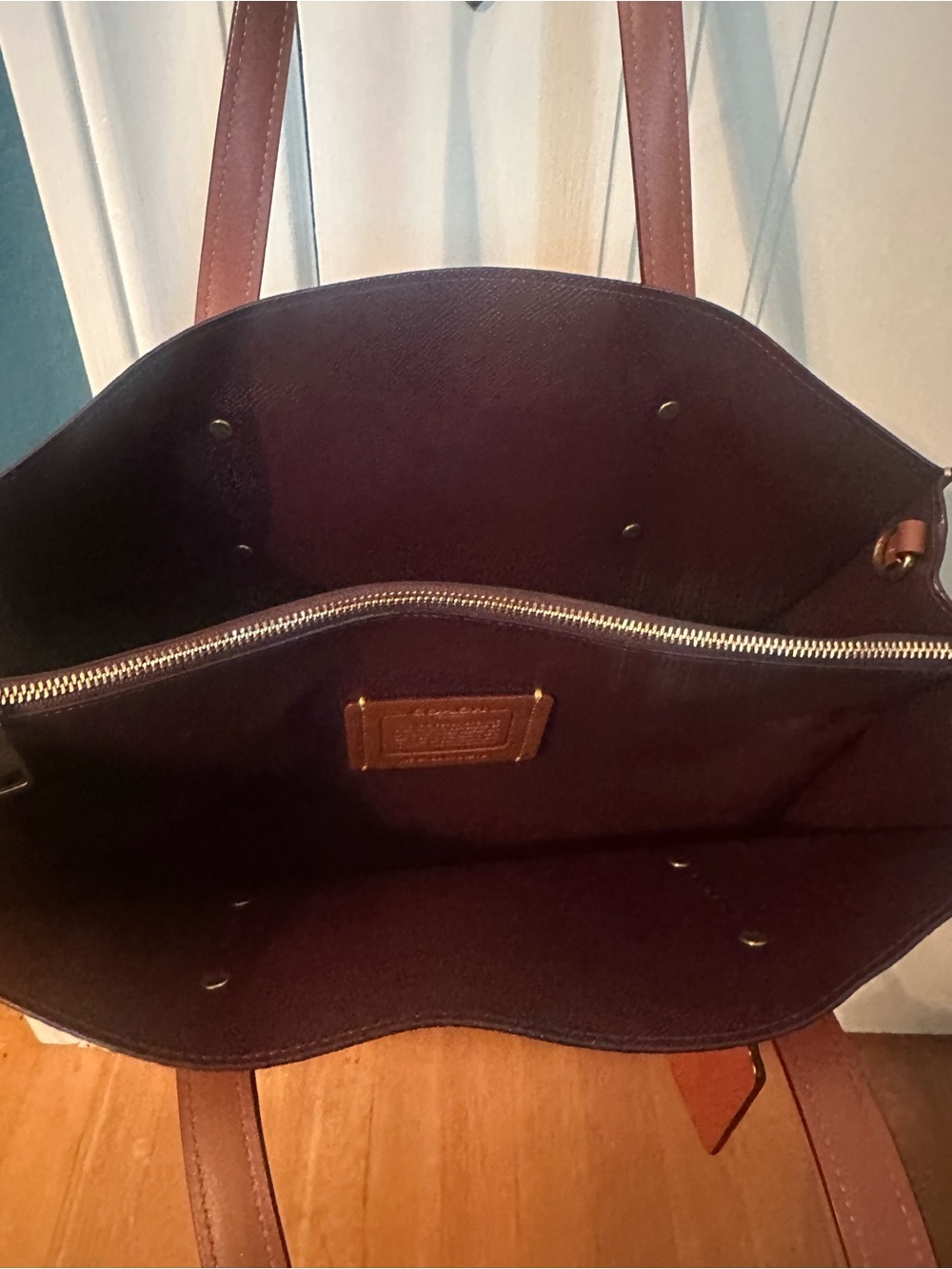 Coach Signature Canvas Tote in Brown with Dark Brown Leather Handles - Picture 3 of 5